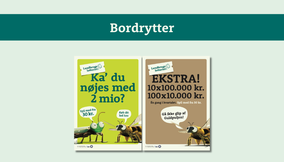 Kampagnemateriale Bordrytter Landbrugslotteriet