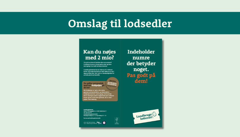 Kampagnemateriale Lodseddelomslag Landbrugslotteriet